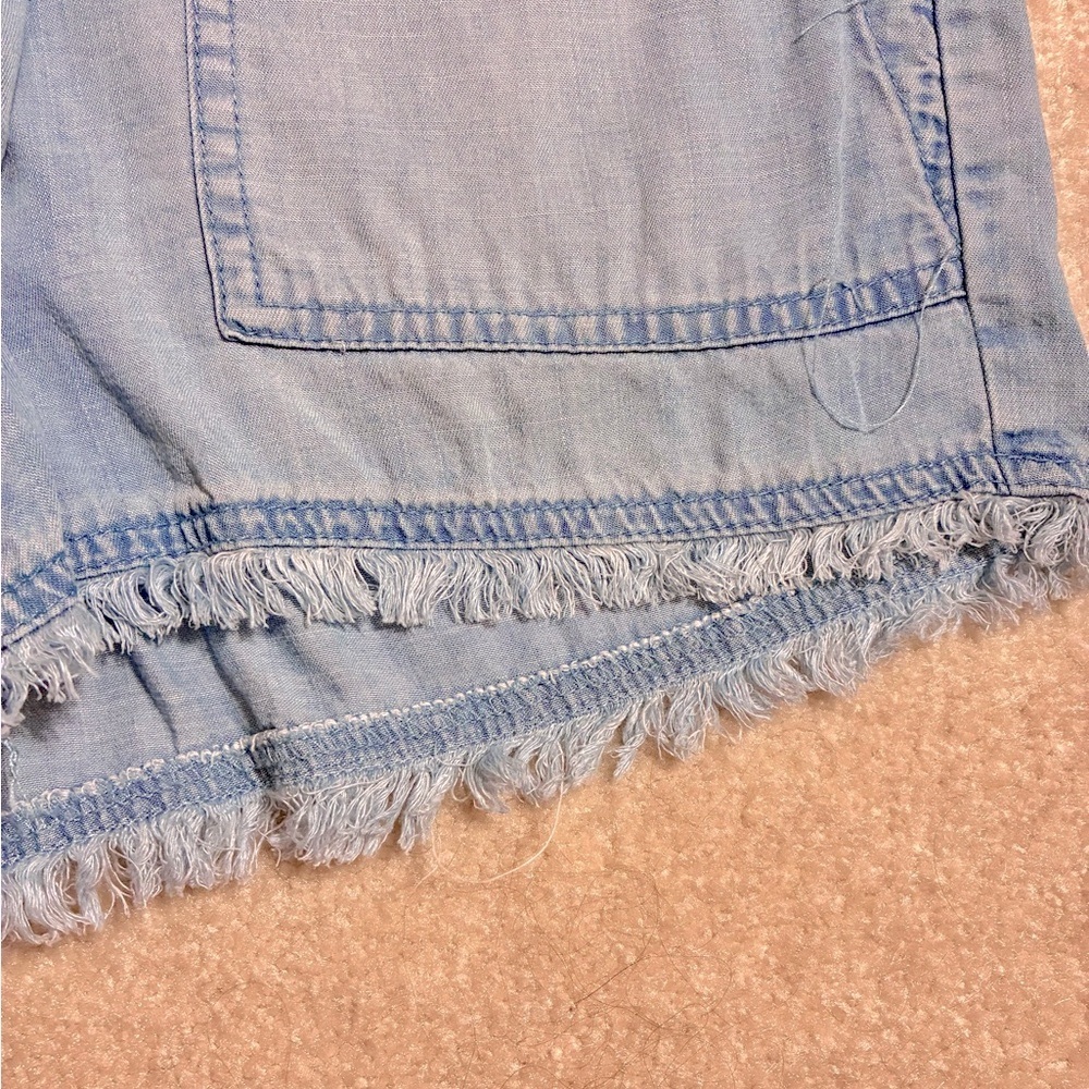 For The Republic Tencel Light Blue Frayed Shorts XS - Picture 3 of 5